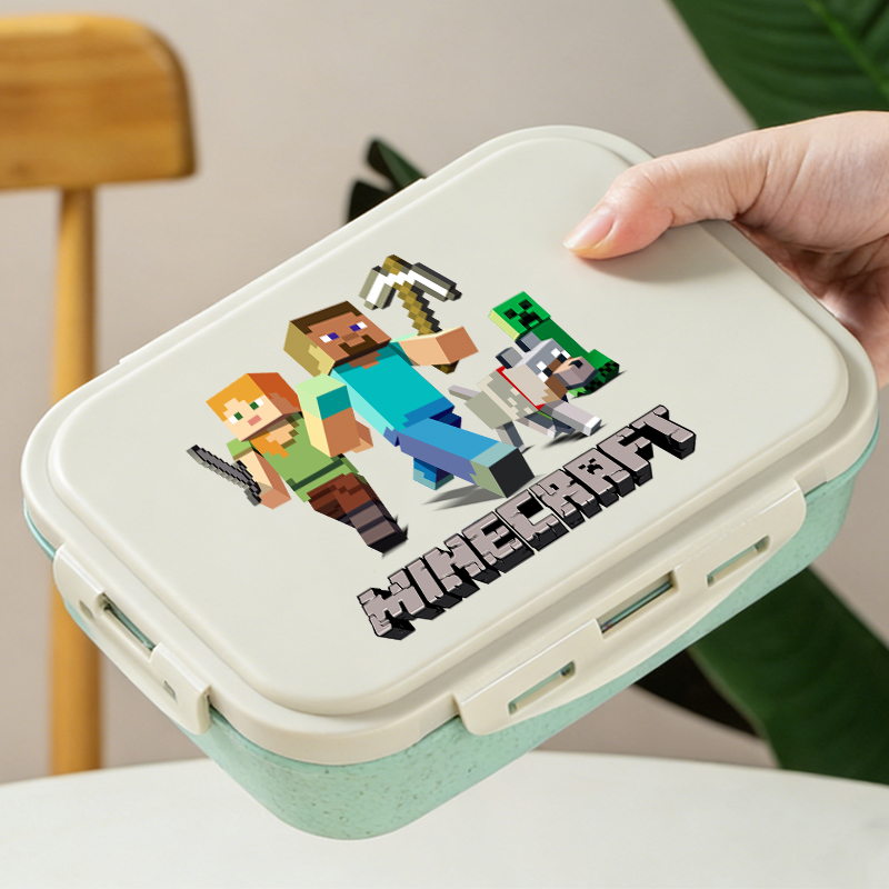 Gaming Console Minecraft - กล่องอาหารกลางวันลายมайнคราฟท์ กล่องใส่อาหารปิกนิก ลายการ์ตูน สำหรับเด็กชาย เด็กหญิง กล่องอาหารกลางวันสำหรับโรงเรียน