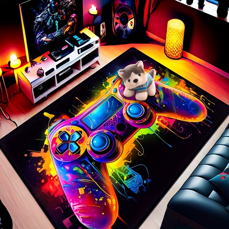 Console Gaming Hand - วัสดุโพลีเอสเตอร์คุณภาพสูง พร้อมแผ่นรองกาวในตัว, แผ่นรองลายเครื่องเล่นเกม 3D สุดแฟนตาซี, ซักเครื่องได้