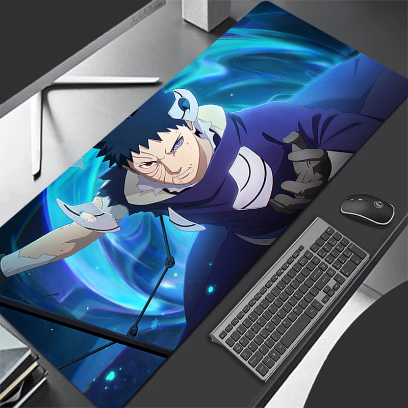Gaming Console Desk - แผ่นรองเมาส์อะนิเมะคาร์เปขนาดใหญ่นารูโตะ โอบิโตะ อุจิวะพีซีเกมเมอร์คอมพิวเตอร์เมาส์แพด วาร์มิโลคีย์บอร์ดอุปกรณ์เสริมสำหรับเล่นเกมแผ่นรองเม้าส์แบบขยาย
