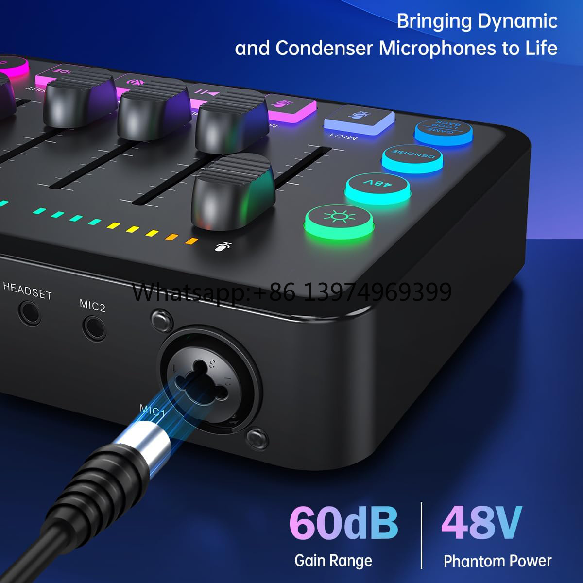 Gaming Console Bundle - มิกเซอร์เกมมิ่ง RGB พร้อมระบบจ่ายไฟ Phantom 48V แบบชาร์จได้