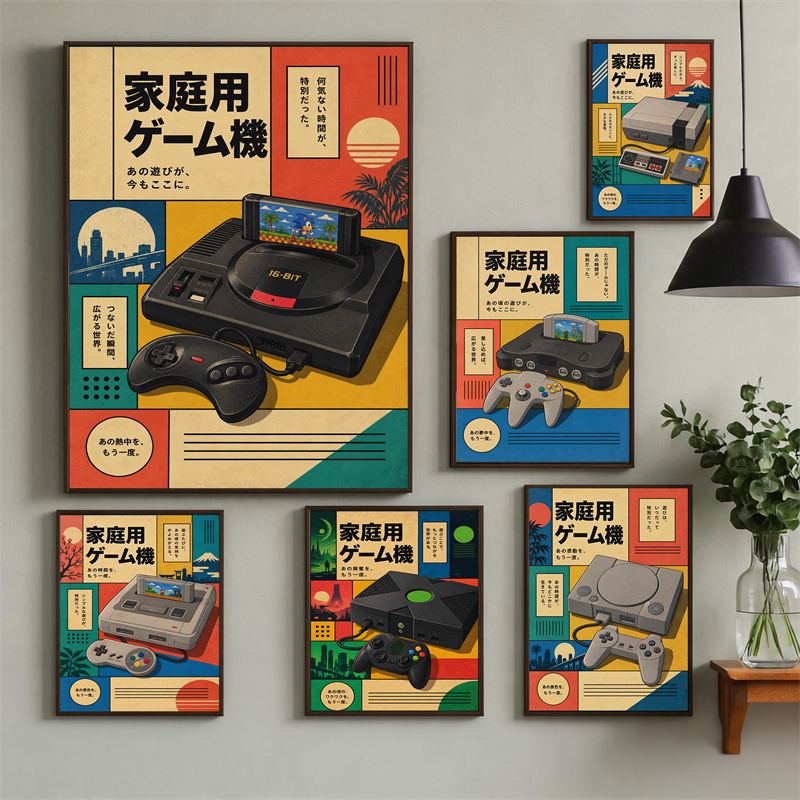 โปสเตอร์ตกแต่งผนังเกมย้อนยุค – - Gaming Console In 90S บทวิจารณ์และราคา